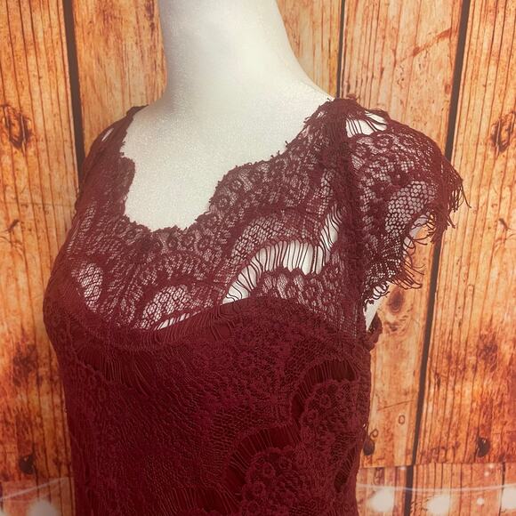 Intimately Free People Daydream cranberry wine lace dress Large lined bodycon - Picture 1 of 6